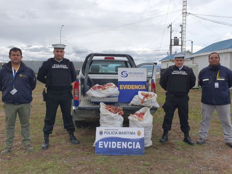 74,9 kilos de centollas seccionadas fueron descubiertos dentro de la bodega Lancha a Motor Lizzandra