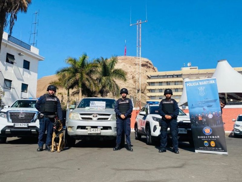 Policía Marítima de Arica incauta marihuana durante un patrullaje preventivo