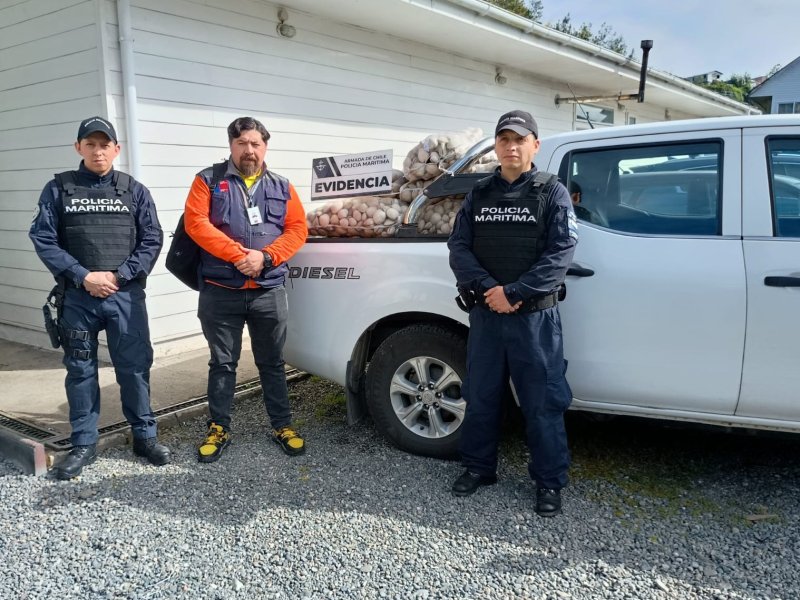 Policía Marítima incautó mariscos contaminados con marea roja en Calbuco